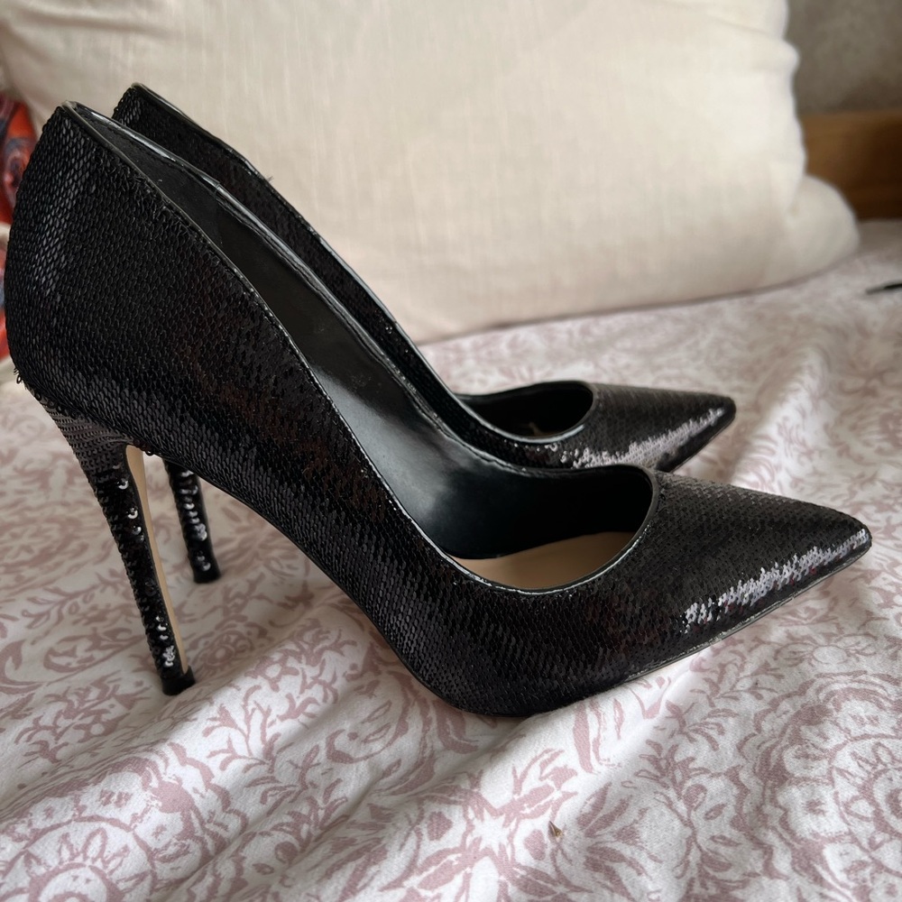 Aldo Shiny Black Stiletto Heels